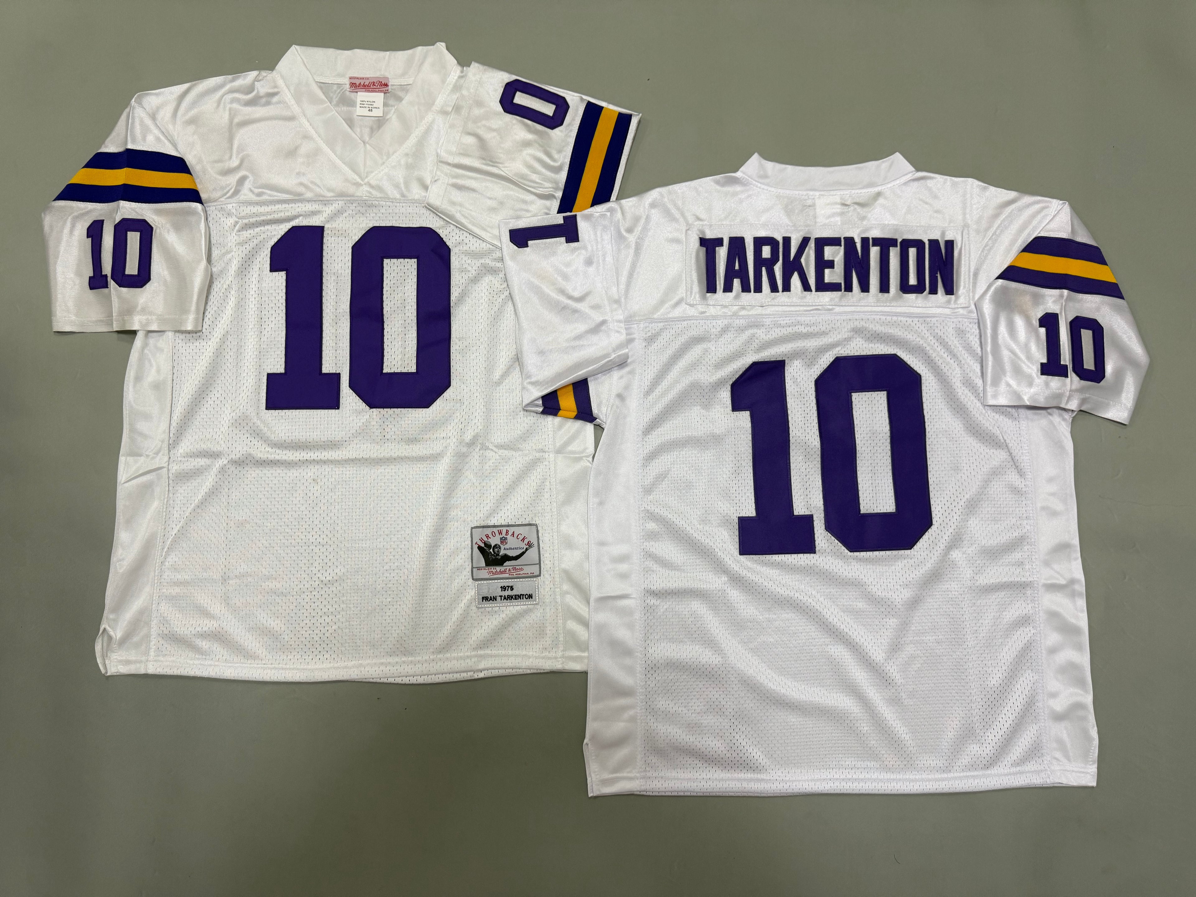 Mens Fran Tarkenton#10 white Minnesota Vikings Vintage Throwback Jersey
