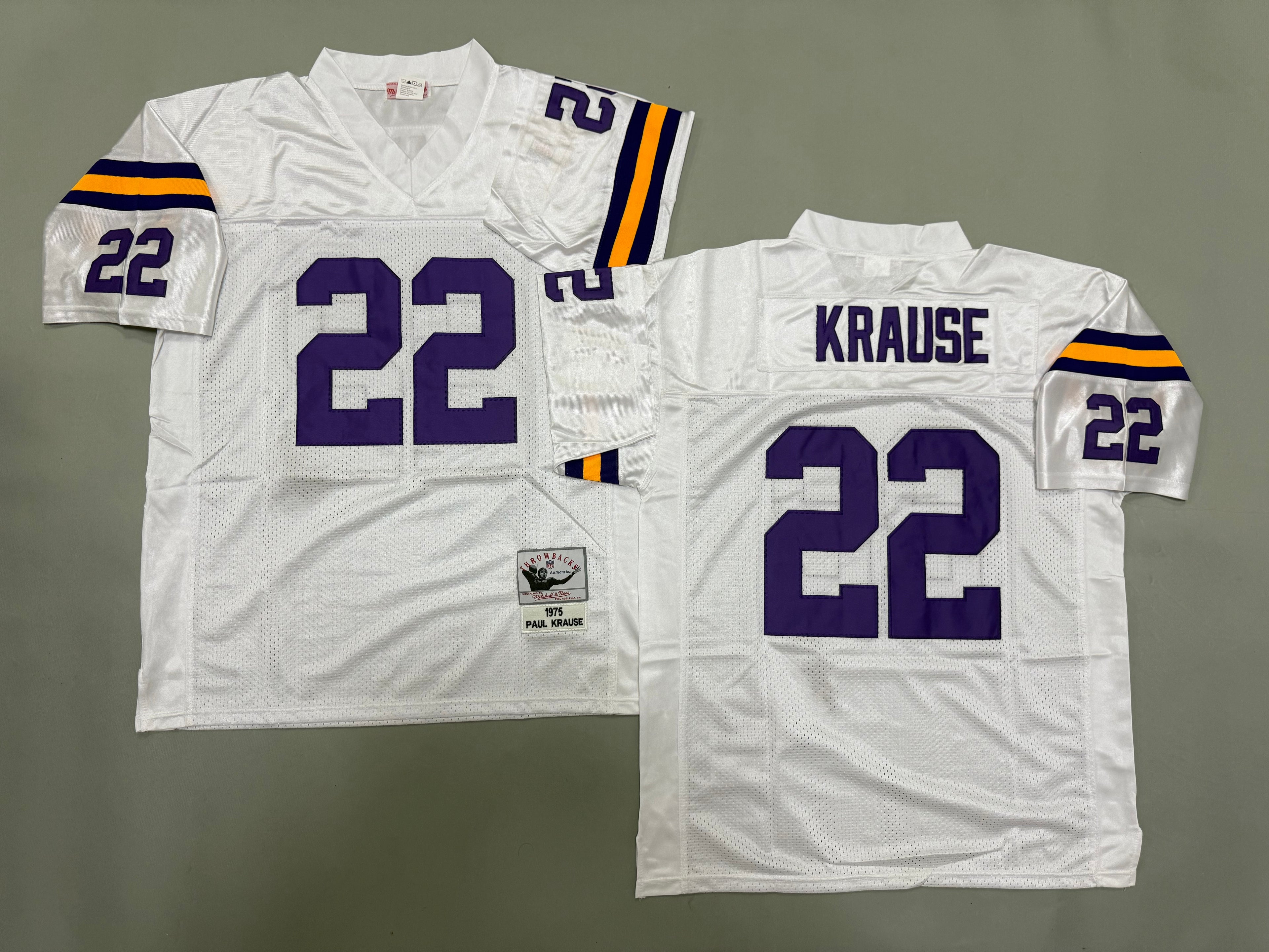 Mens Paul Krause#22 white Minnesota Vikings Vintage Throwback Jersey