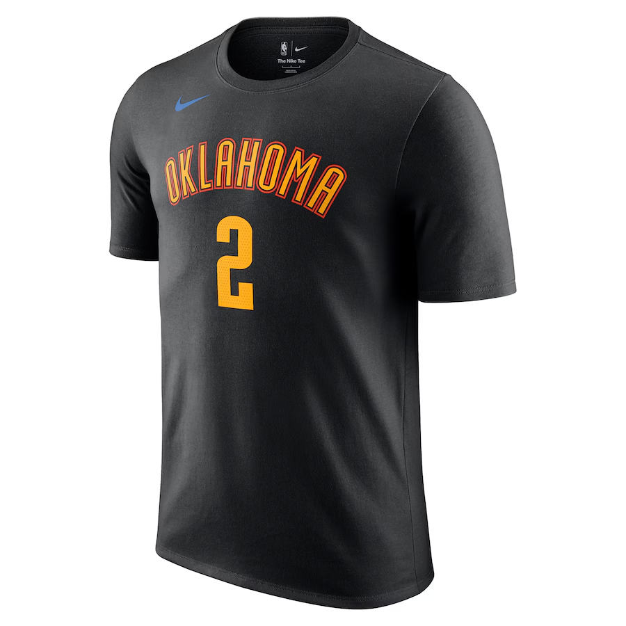 Men's Oklahoma City Thunder Shai Gilgeous-Alexander Nike Black 2024/25 City Edition Name & Number T-Shirt