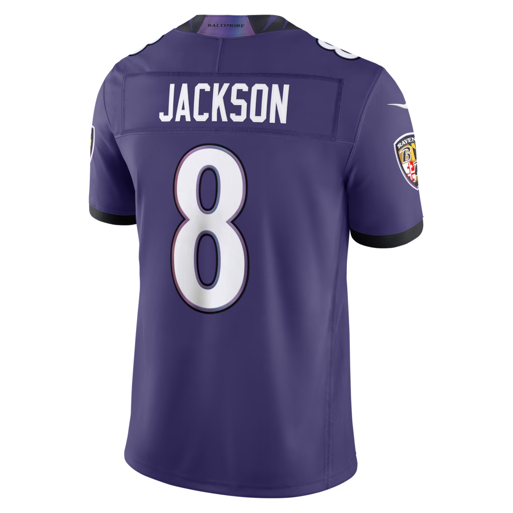 Men's Baltimore Ravens Lamar Jackson Purple Vapor F.U.S.E. Sewn Down Limited Jersey