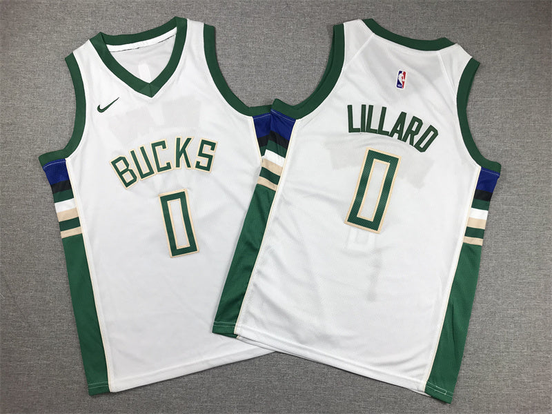 Youth Damian Lillard Milwaukee Bucks #0 City Edition Embroidered Jersey