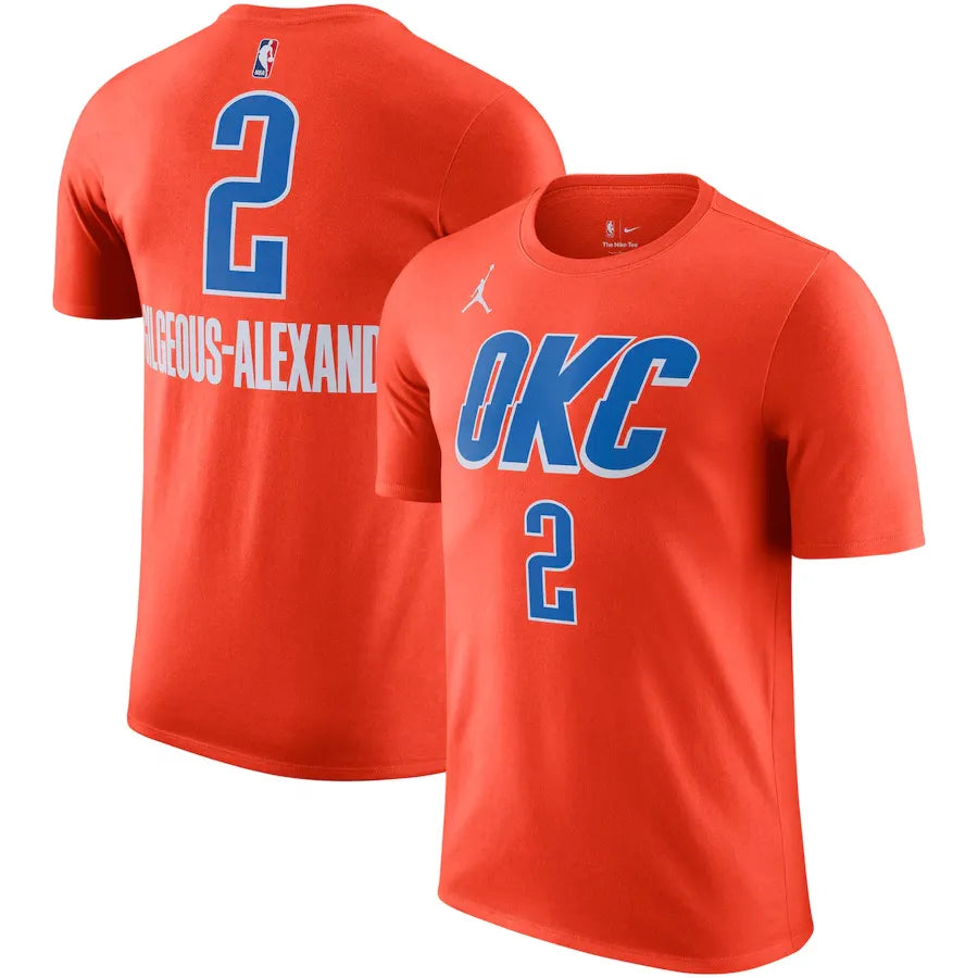 Oklahoma City Thunder Shai Gilgeous-Alexander Jordan Brand Orange 2022/23 Statement Edition Name & Number T-Shirt