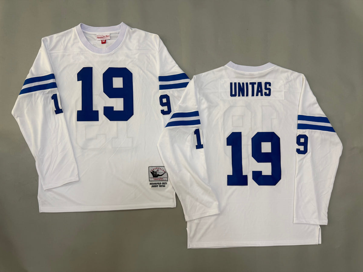 Mens Johnny Unitas#19 white Indianapolis Colts Vintage Throwback Jersey