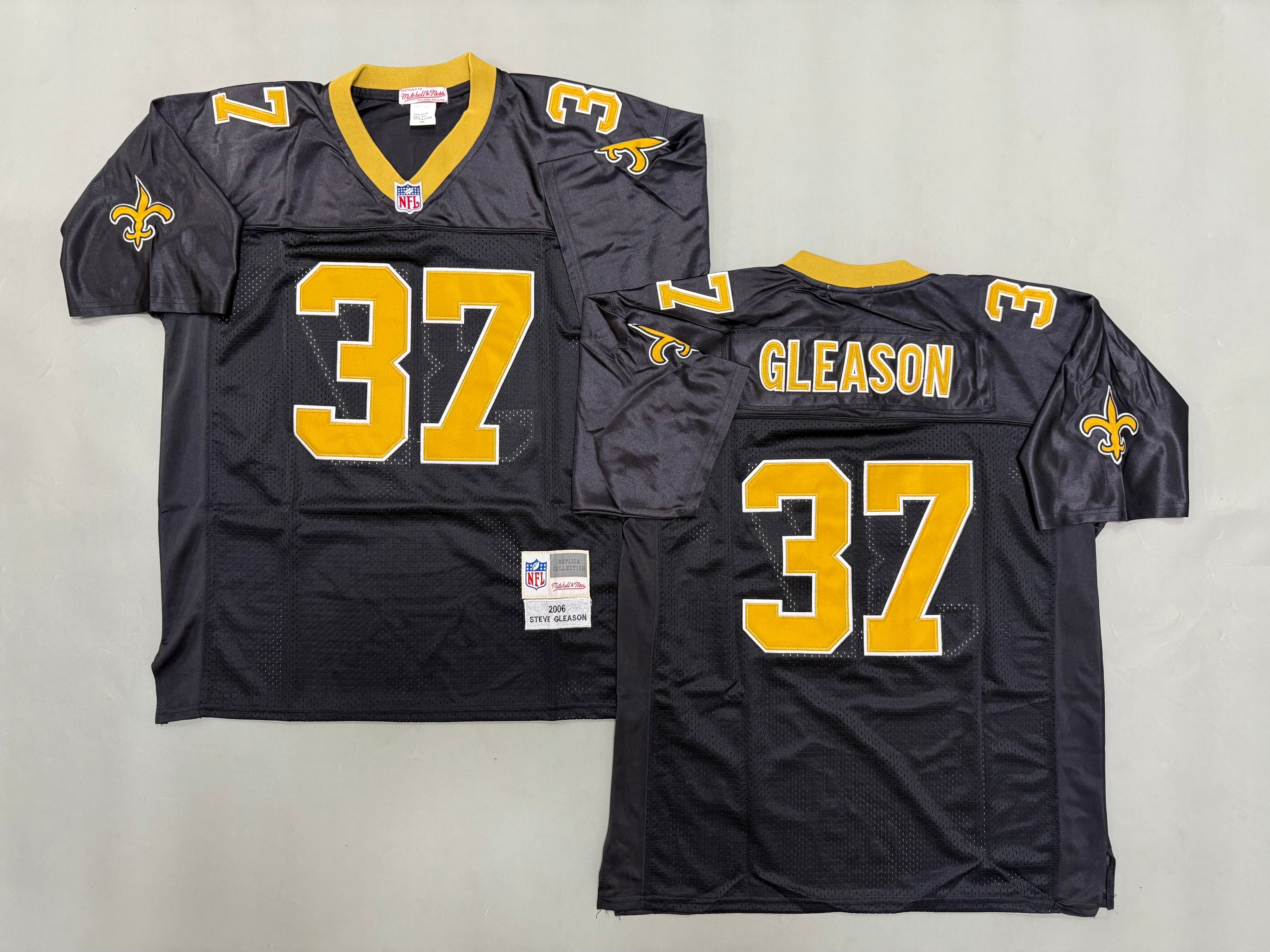Mens Steve Gleason#37 black New Orleans Saints Vintage Throwback Jersey