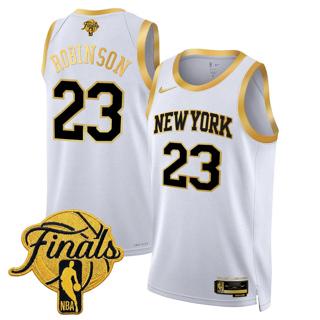 Mitchell Robinson #23 New York Knicks 2026 Finals Swingman White Gold Jersey - All Stitched