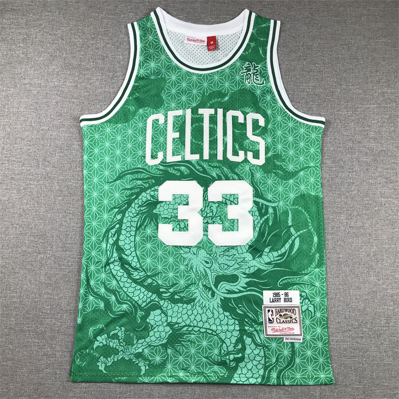 Boston Celtics Larry Bird #33 "Year of the Dragon" 1985-86 Throwback Jersey — Embroidered