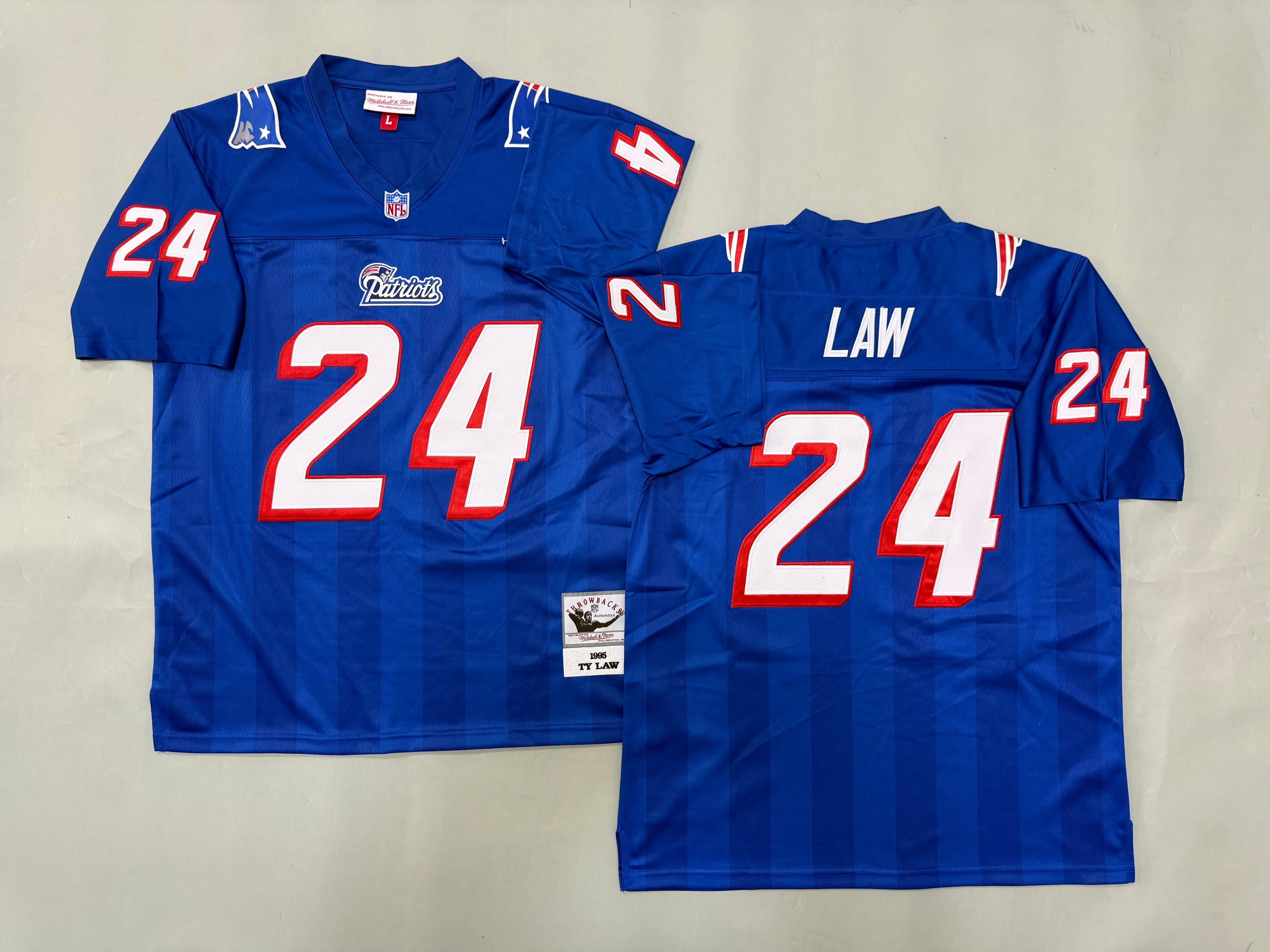 Mens Ty Law#24 New England Patriots Vintage Throwback Jersey