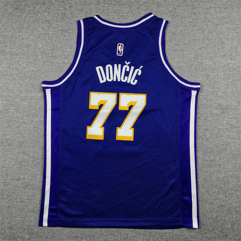Youth Luka Dončić Los Angeles Lakers #77  Embroidered  Jersey