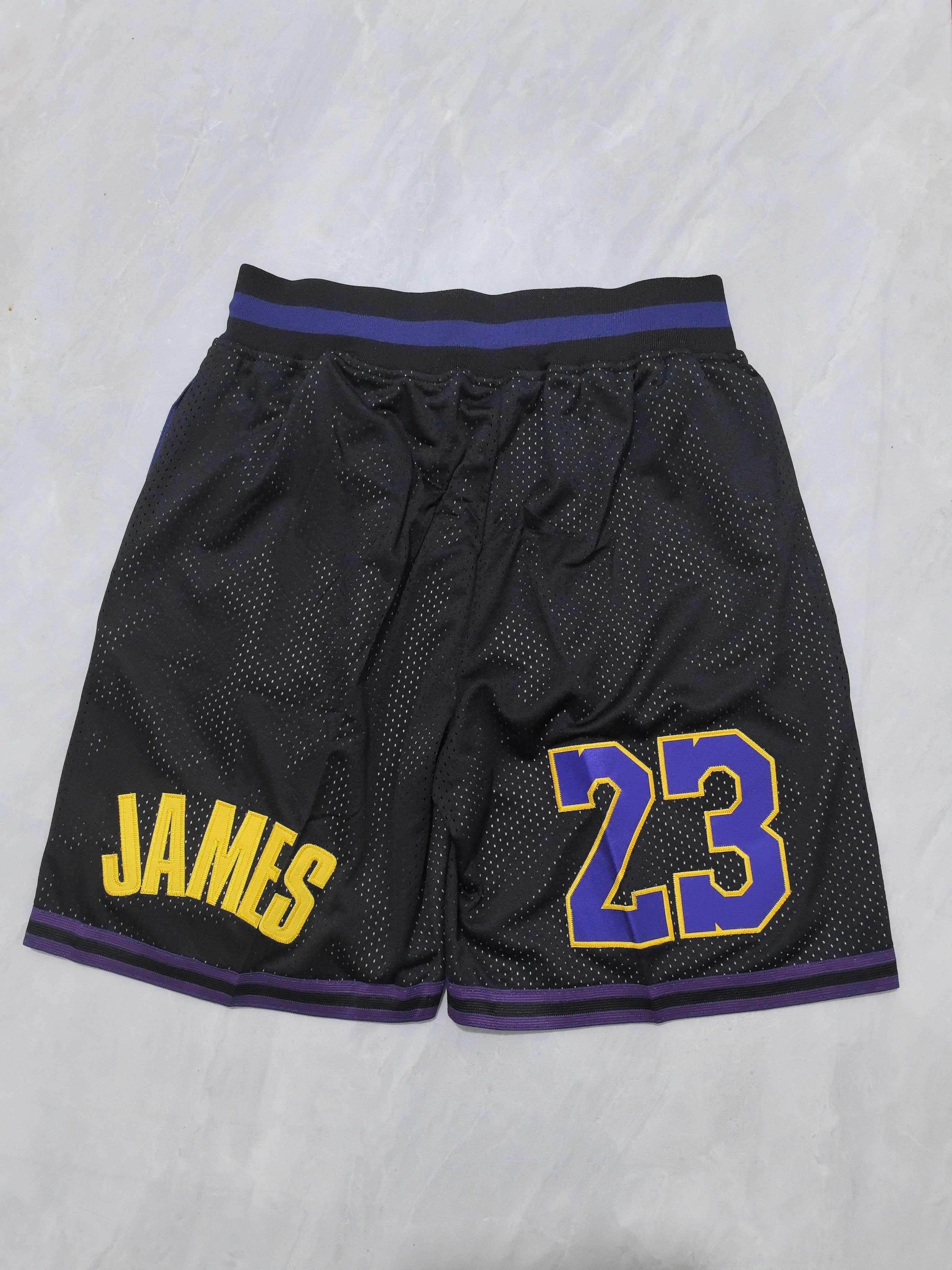 Los Angeles Lakers Black Retro Pocket Shorts
