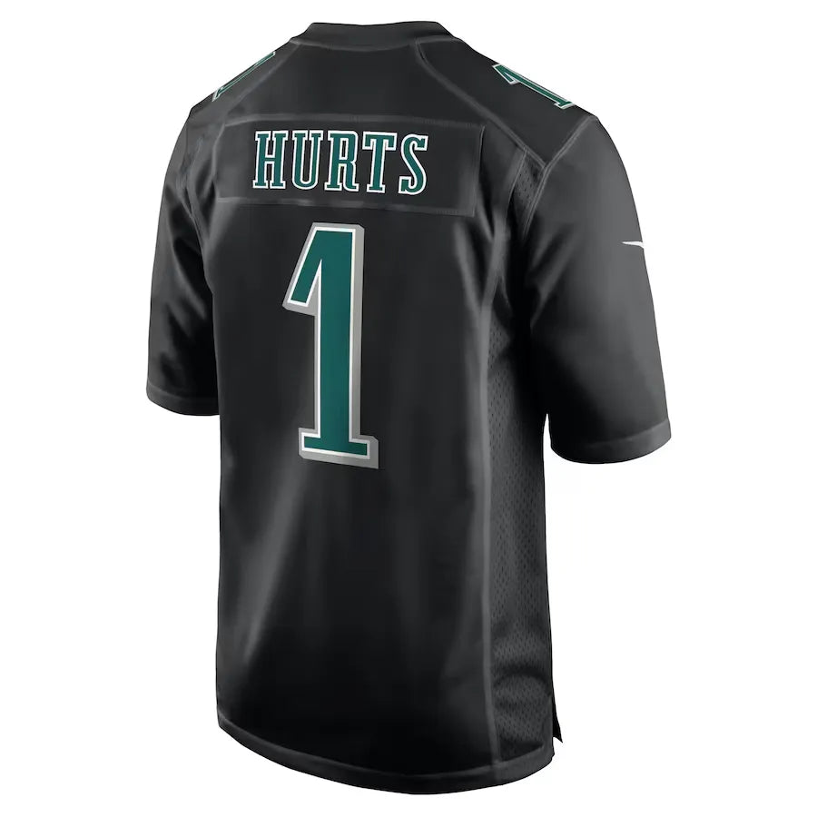 Men's Philadelphia Eagles Jalen Hurts  Carbon Black Super Bowl LIX Fashion Game Player Jersey