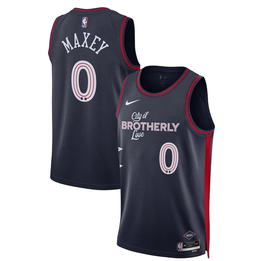Tyrese Maxey Men's  City Edition Philadelphia 76ers  #0 Navy 2023-2024 seasonJersey