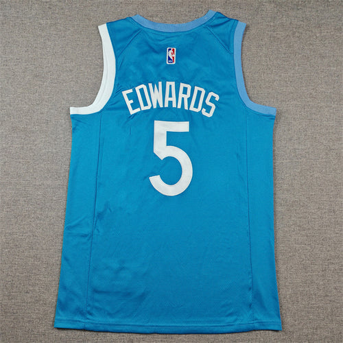 Anthony Edwards #5 Minnesota Timberwolves Light Blue City Edition Swingman Embroidered Jersey