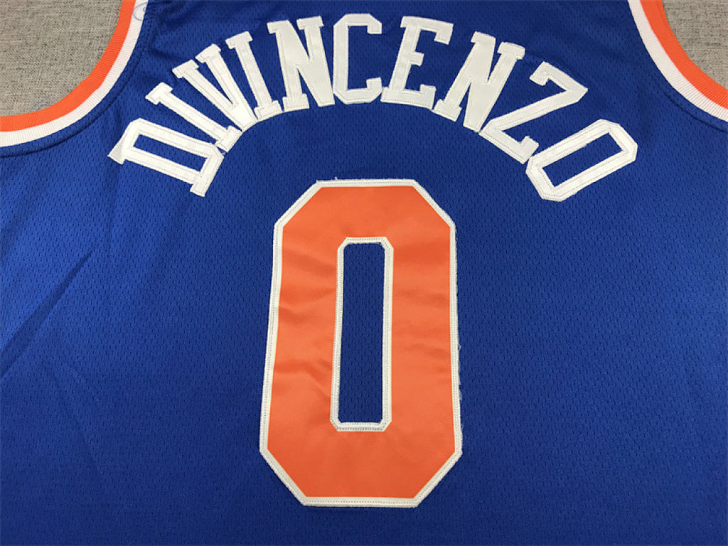 Donte DiVincenzo#0 New York Knicks Blue City Edition Swingman Embroidered Jersey