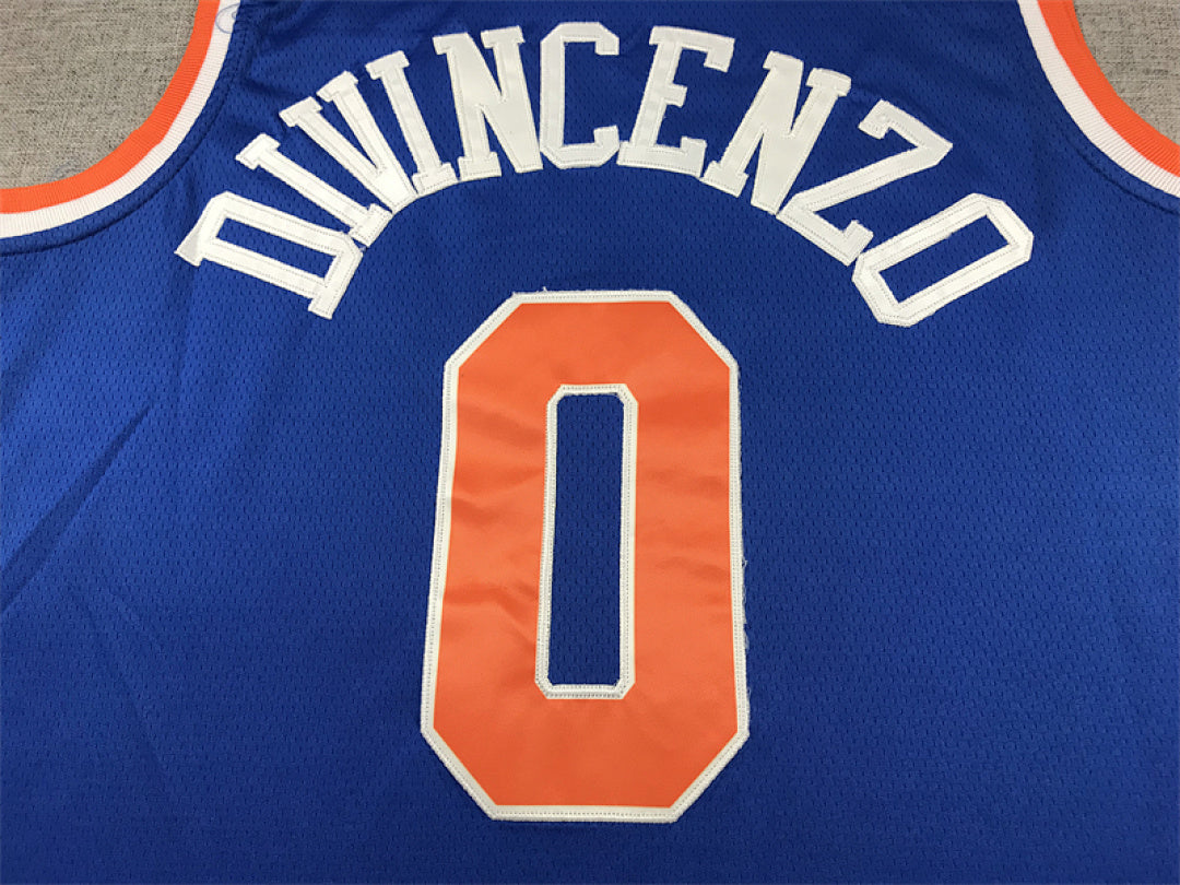 Donte DiVincenzo#0 New York Knicks Blue City Edition Swingman Embroidered Jersey