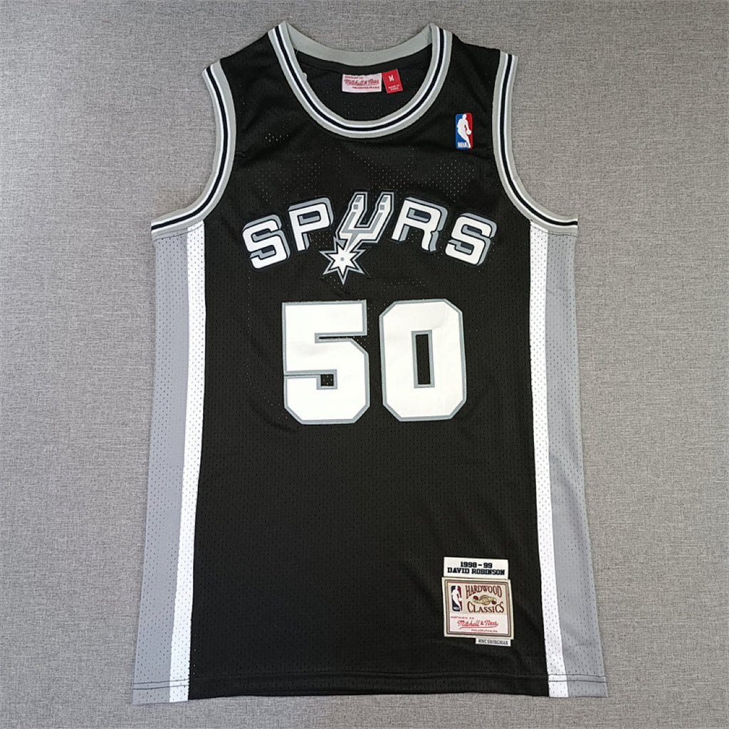David Robinson #50 San Antonio Spurs 1998-99 Black Throwback Embroidered Jersey