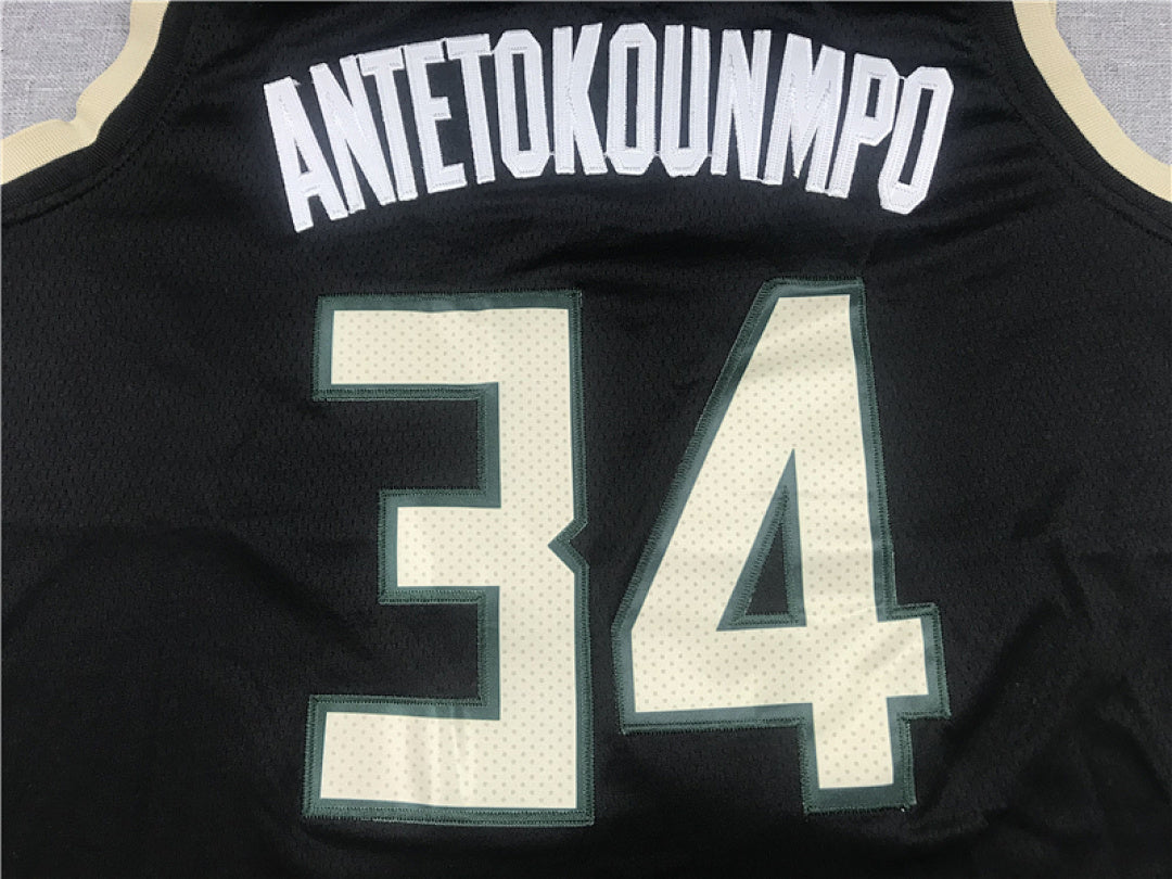 Giannis Antetokounmpo# 34 Milwaukee Bucks Black City Edition Swingman Embroidered Jersey