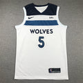 Anthony Edwards #5 Minnesota Timberwolves White City Edition Swingman Embroidered Jersey