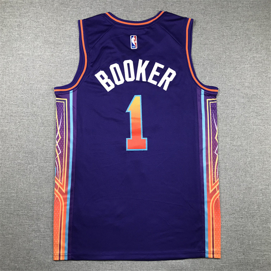 Devin Booker #1 Phoenix Suns Purple City Edition Swingman Embroidered Jersey