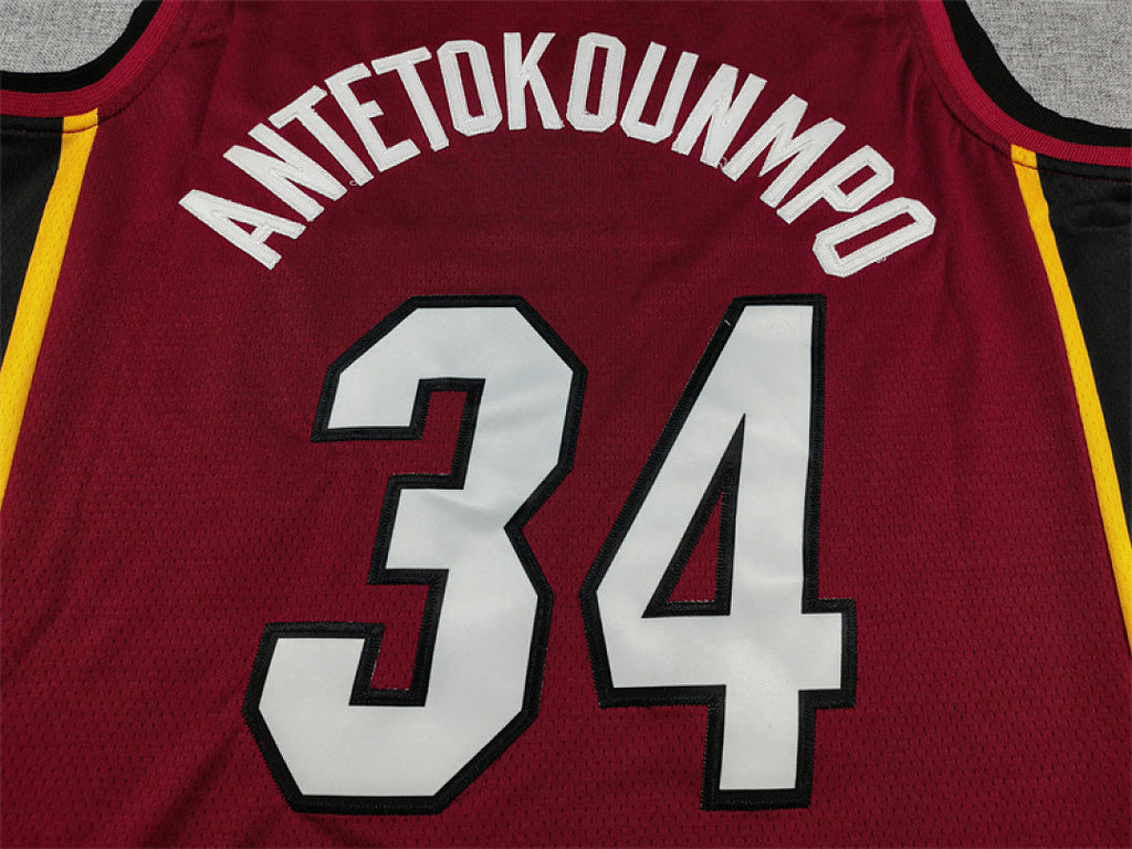 Miami Heat Giannis Antetokounmpo #34 Red Jersey – Embroidered