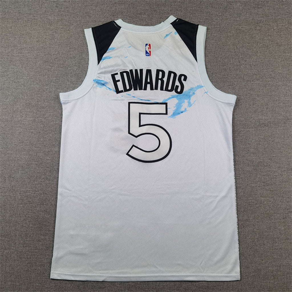Anthony Edwards #5 Minnesota Timberwolves White City Edition Swingman Embroidered Jersey