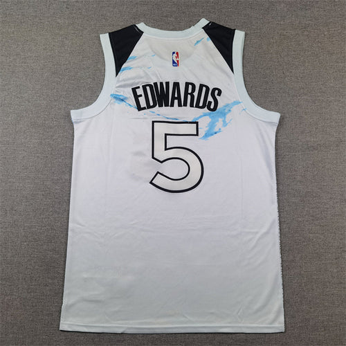 Anthony Edwards #5 Minnesota Timberwolves White City Edition Swingman Embroidered Jersey