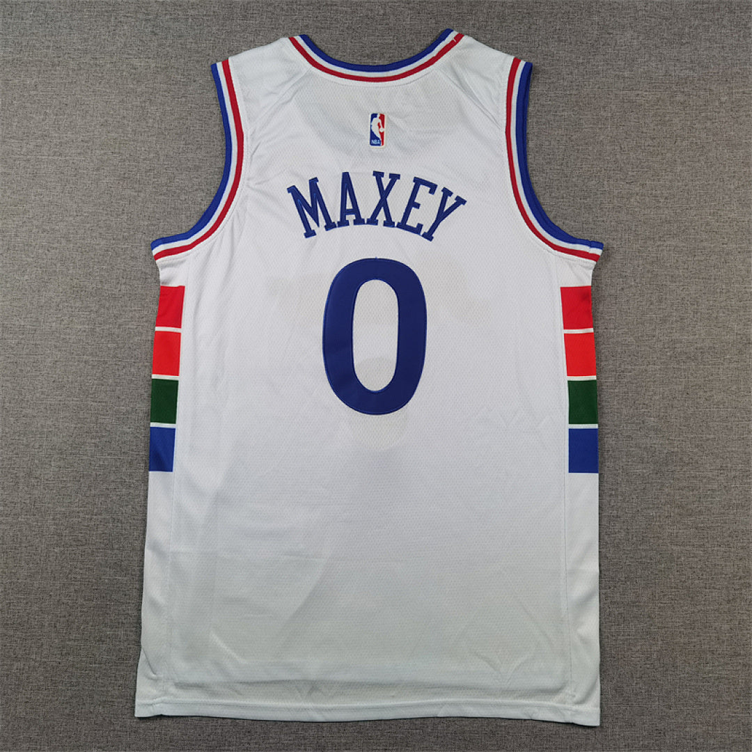 Tyrese Kendrid Maxey#0 Philadelphia 76ers White City Edition Swingman Embroidered Jersey