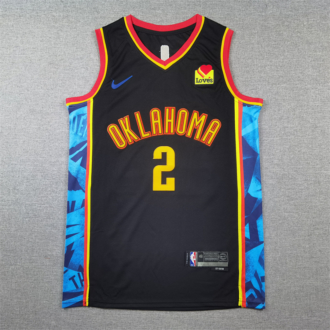 Shai Gilgeous-Alexander#2 Oklahoma City Thunder 2025 Black City Edition Swingman Embroidered Jersey