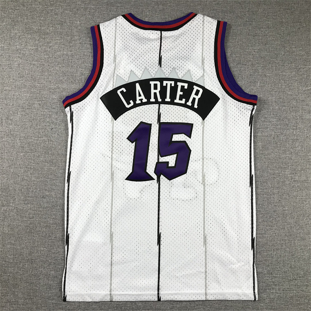 Youth Vince Carter Toronto Raptors #15 White 1998-99 Throwback Embroidered Jersey