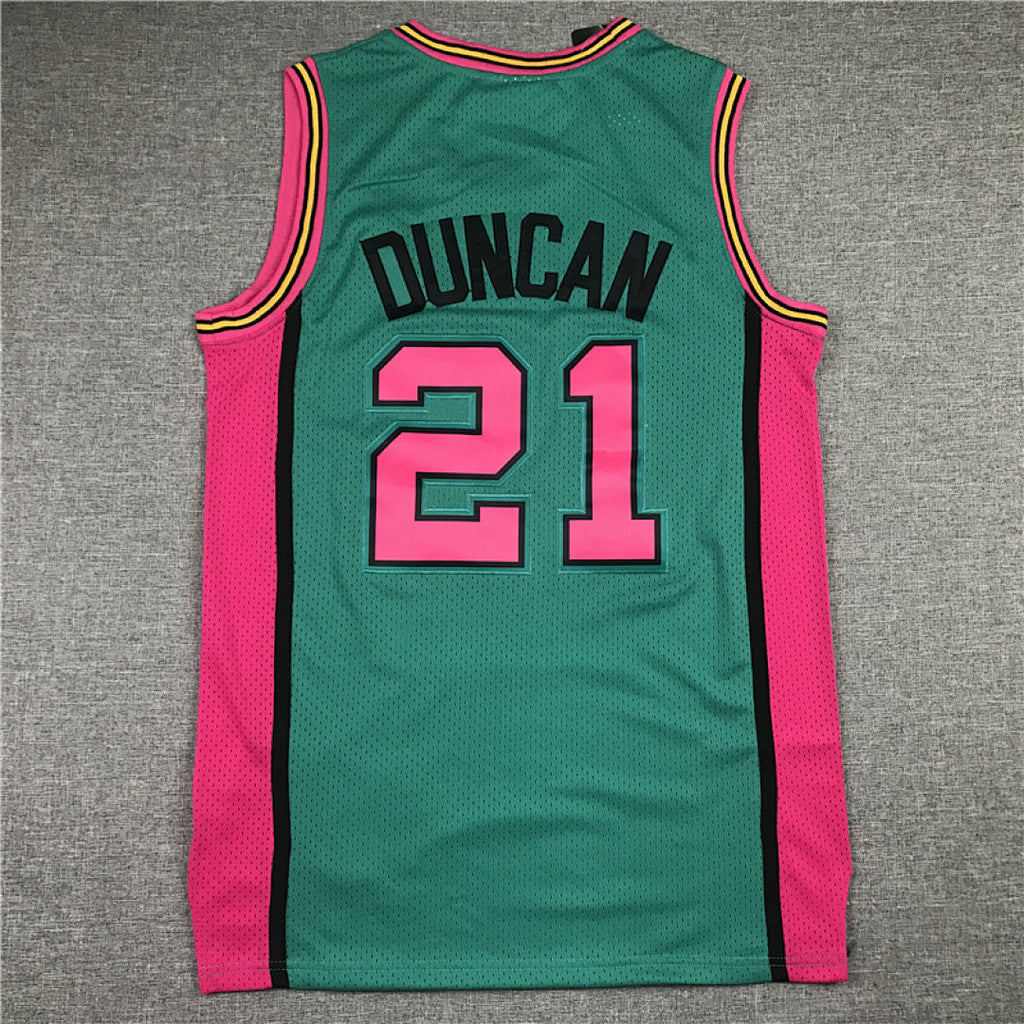 Tim Duncan #21 San Antonio Spurs 1998-99 Green Throwback Embroidered Jersey