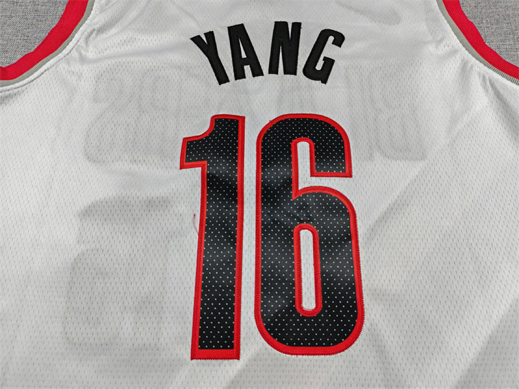 Yang Hansen#16 Portland Trail Blazers White City Edition Swingman Embroidered Jersey