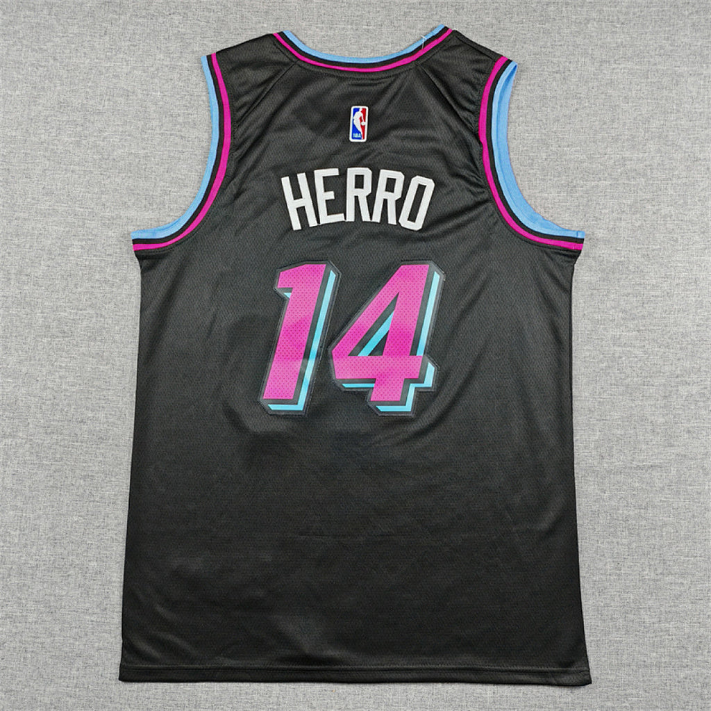 Tyler Herro# 14 Miami Heat Black City Edition Swingman Embroidered Jersey