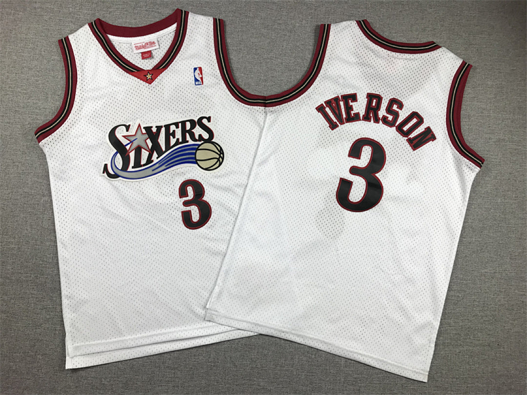Youth Allen Iverson Philadelphia 76ers #3 Retro 2000-01 Throwback Embroidered Jersey