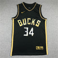 Giannis Antetokounmpo# 34 Milwaukee Bucks Black & Gold City Edition Swingman Embroidered Jersey
