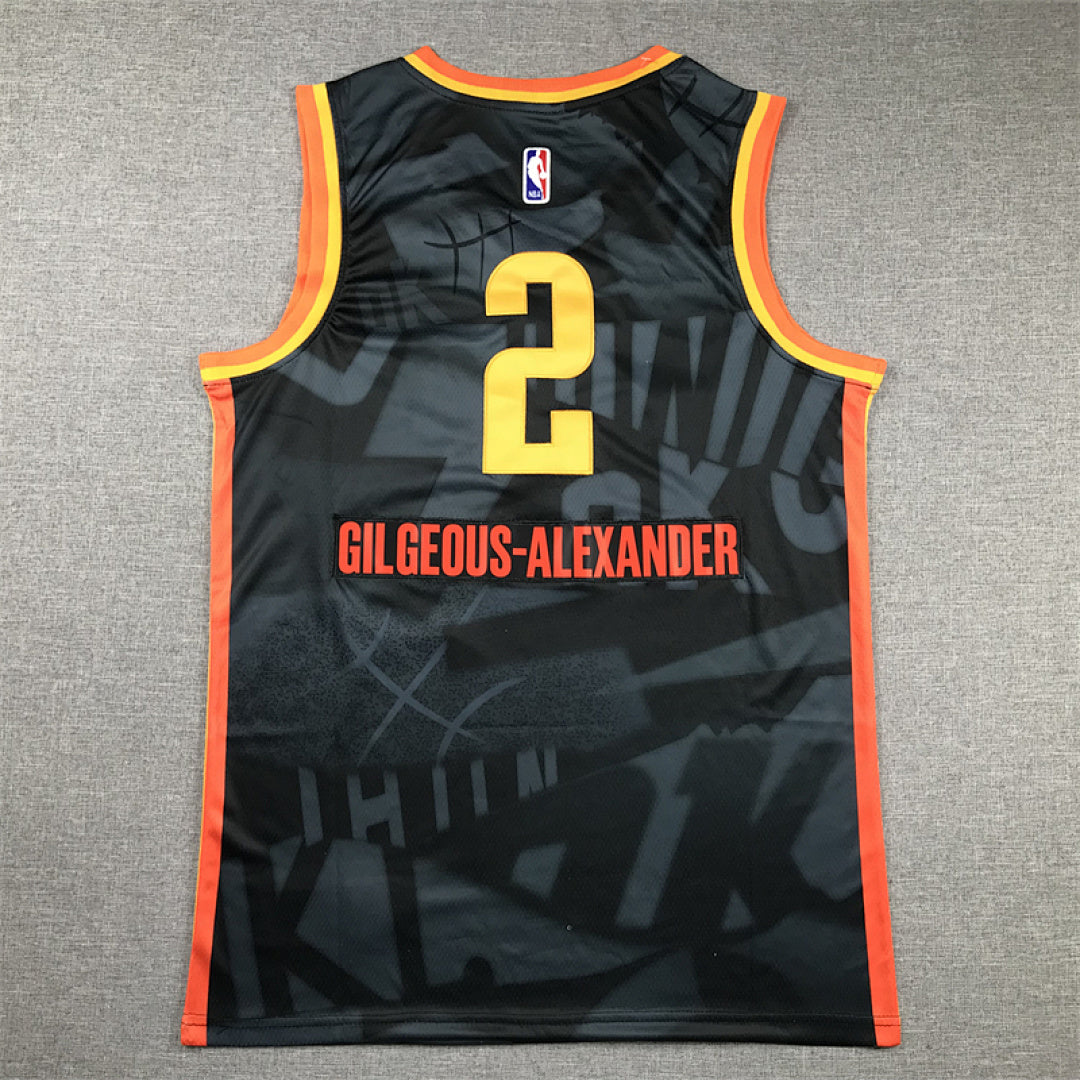 Shai Gilgeous-Alexander#2 Oklahoma City Thunder 2024 Black City Edition Swingman Embroidered Jersey