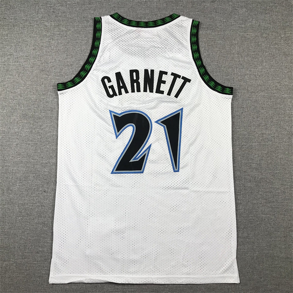 Kevin Garnett #21 Minnesota Timberwolves White 1997-98 Throwback Embroidered Jersey