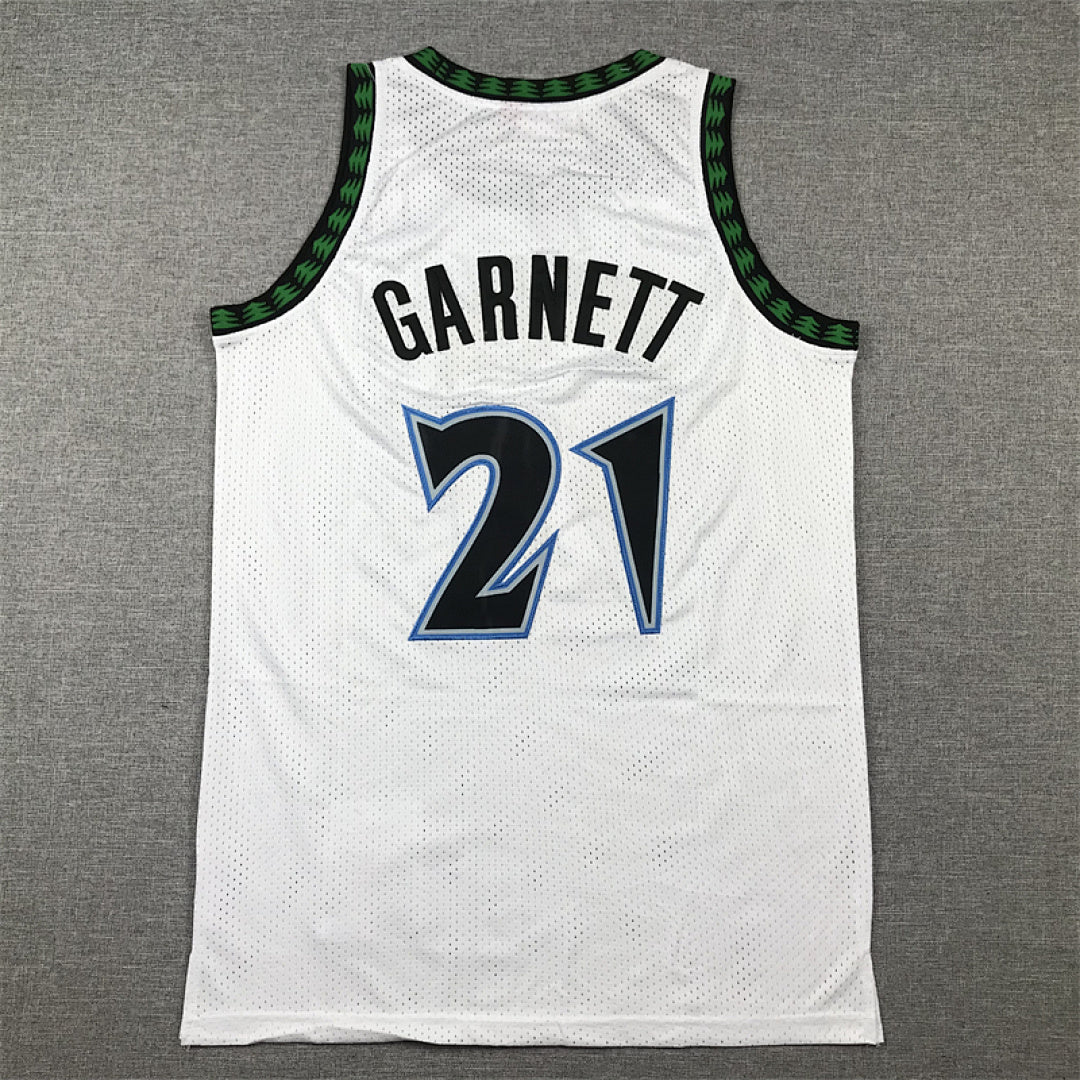 Kevin Garnett #21 Minnesota Timberwolves White 1997-98 Throwback Embroidered Jersey
