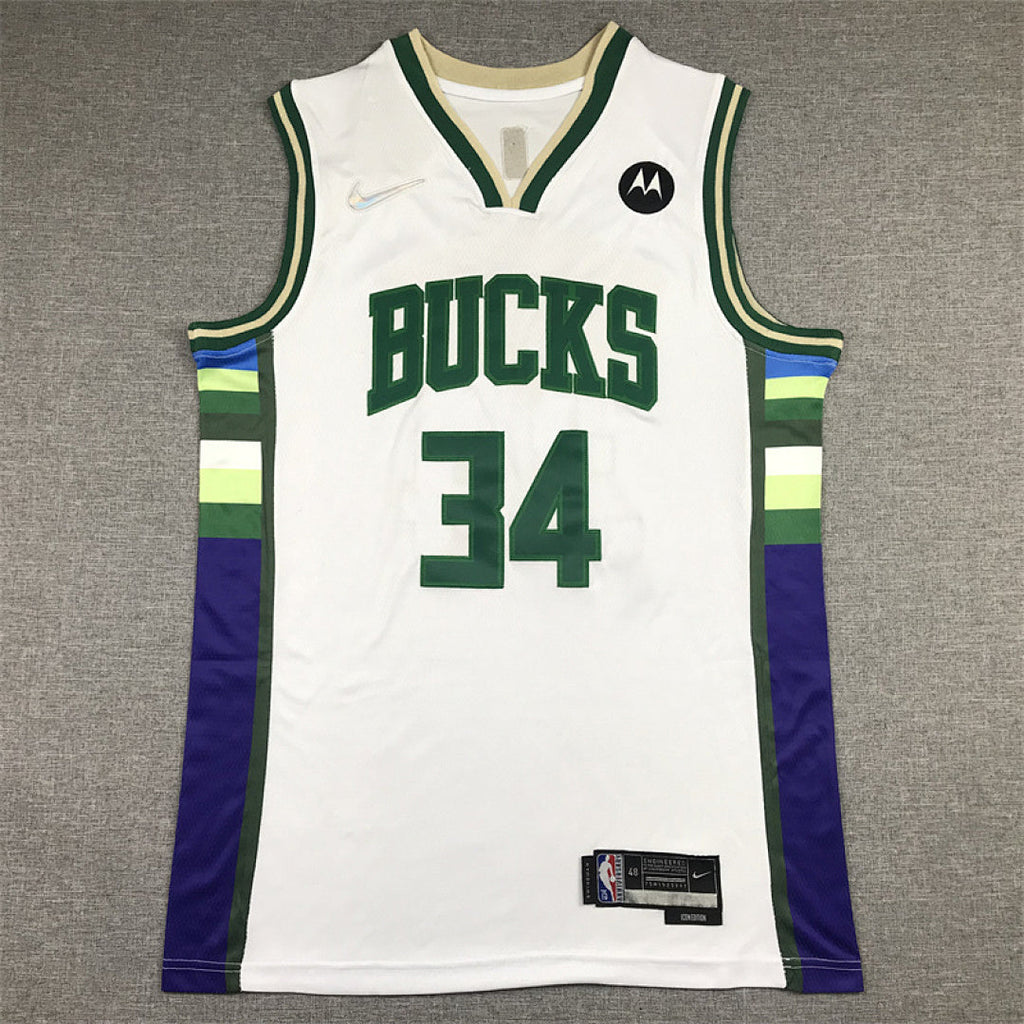 Giannis Antetokounmpo# 34 Milwaukee Bucks 2022 White City Edition Swingman Embroidered Jersey
