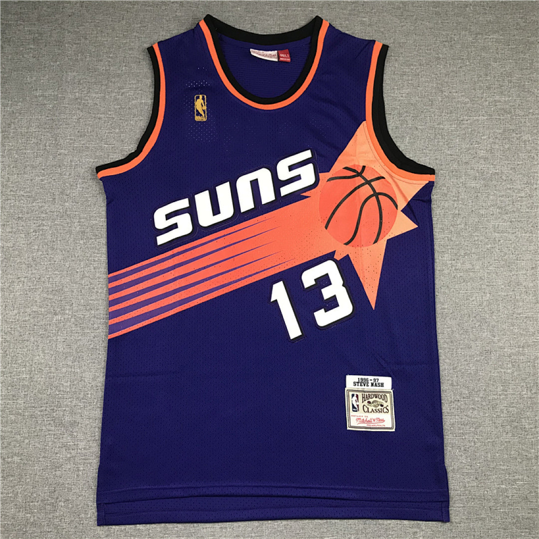 Steve Nash #13 Phoenix Suns 1996-97 Purple Throwback Embroidered Jersey