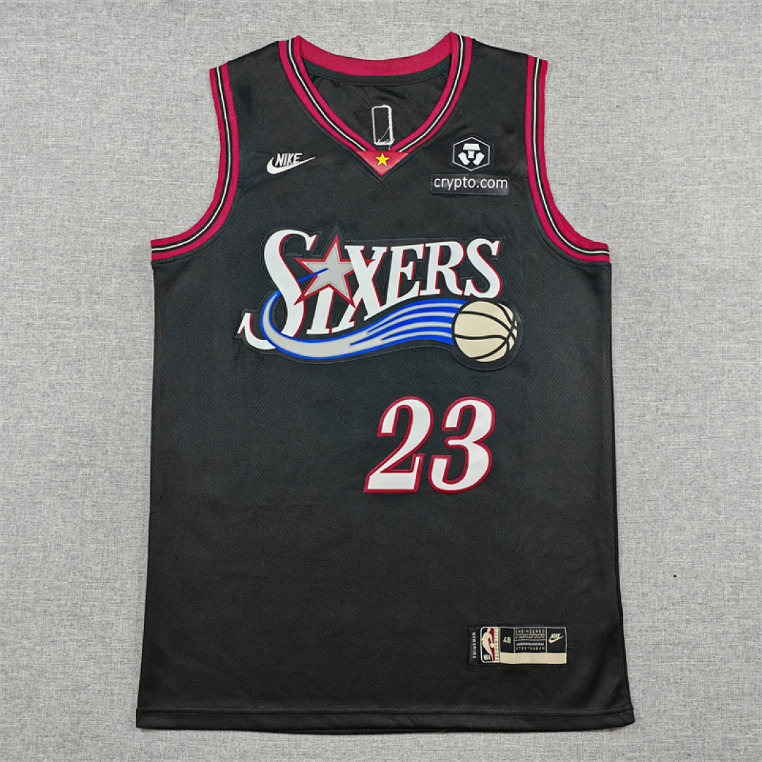 Philadelphia 76ers LeBron James #23 Black Jersey – Embroidered