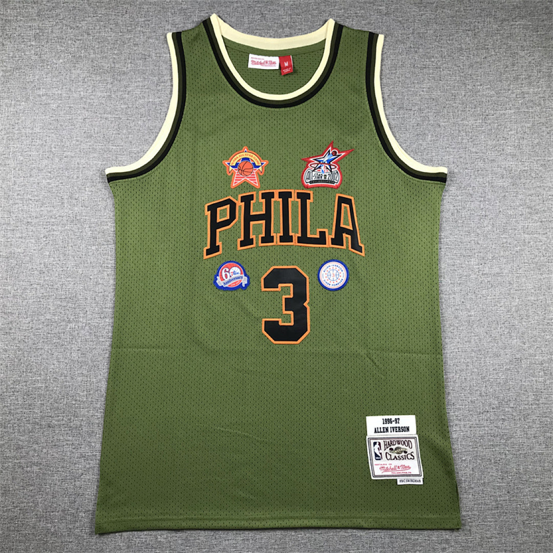 Allen Iverson #3 Philadelphia 76ers 1996-97 Throwback  Embroidered Jersey