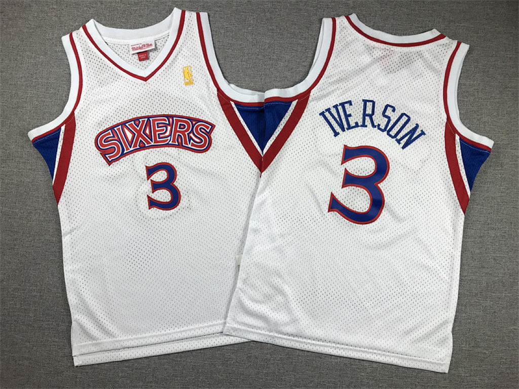 Youth Allen Iverson Philadelphia 76ers #3 Retro 1996-97 Throwback Embroidered Jersey