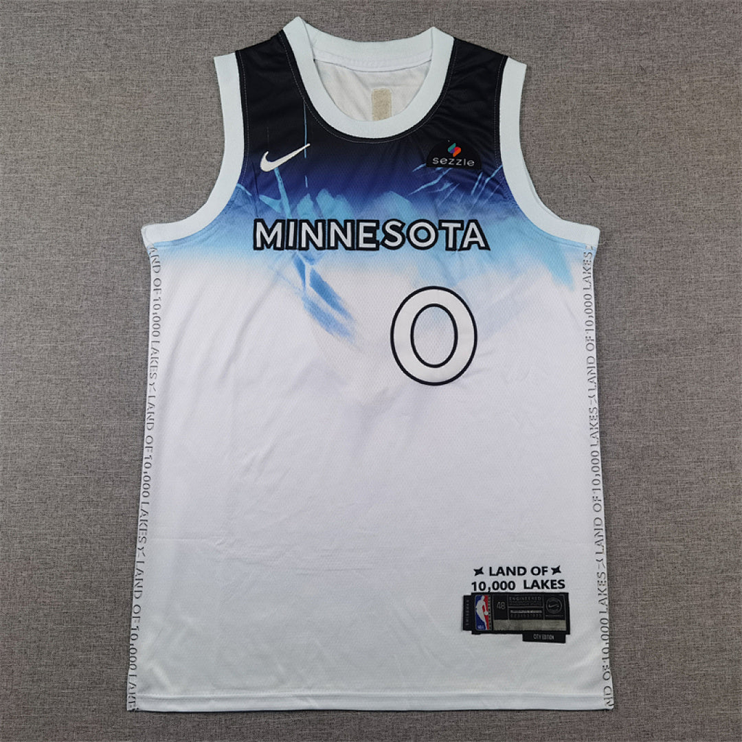 Donte DiVincenzo #0 Minnesota Timberwolves 2025 White City Edition Swingman Embroidered Jersey