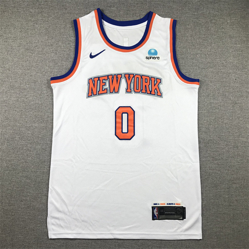 Donte DiVincenzo#0 New York Knicks White City Edition Swingman Embroidered Jersey
