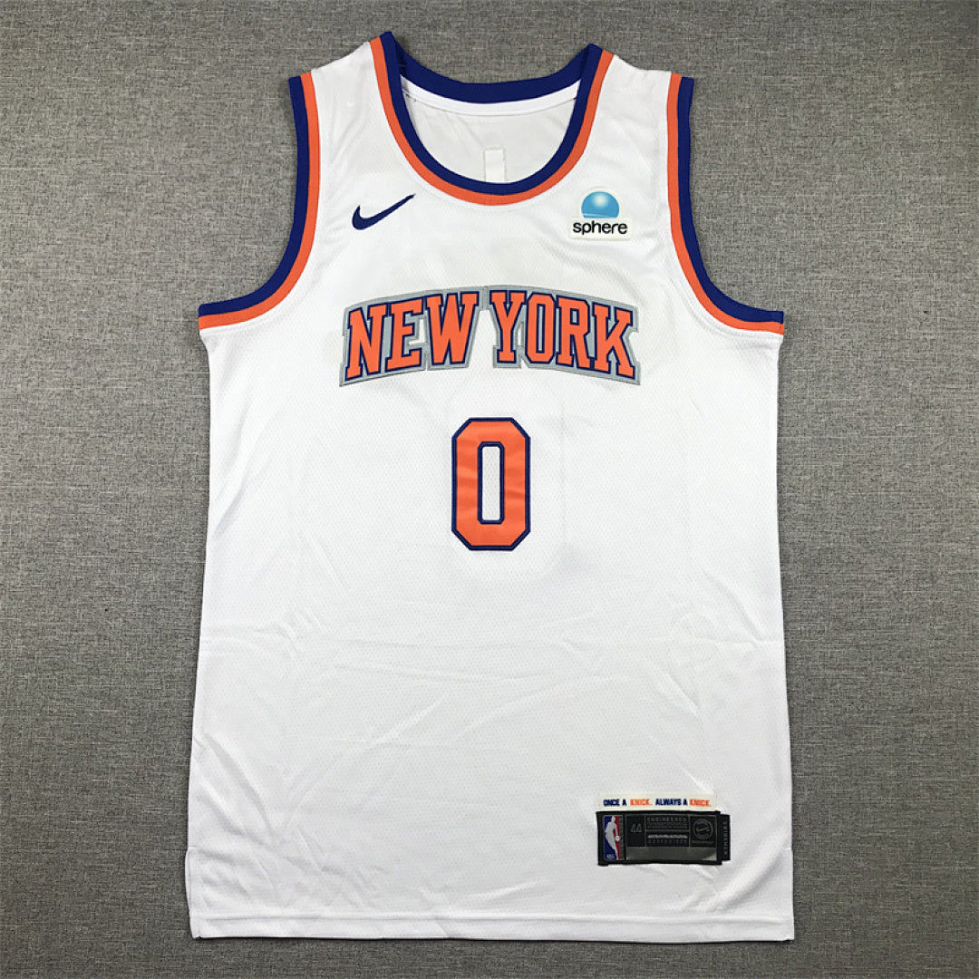 Donte DiVincenzo#0 New York Knicks White City Edition Swingman Embroidered Jersey