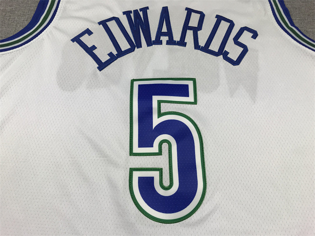 Anthony Edwards #5 Minnesota Timberwolves White City Edition Swingman Embroidered Jersey