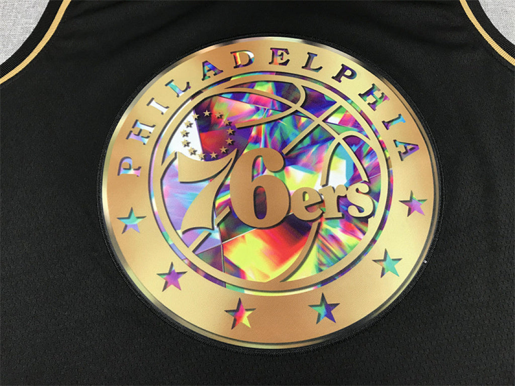 Allen Iverson #3 Philadelphia 76ers Black & Gold City Edition Swingman Embroidered Jersey