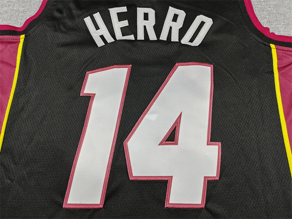 Tyler Herro# 14 Miami Heat White Black City Edition Swingman Embroidered Jersey