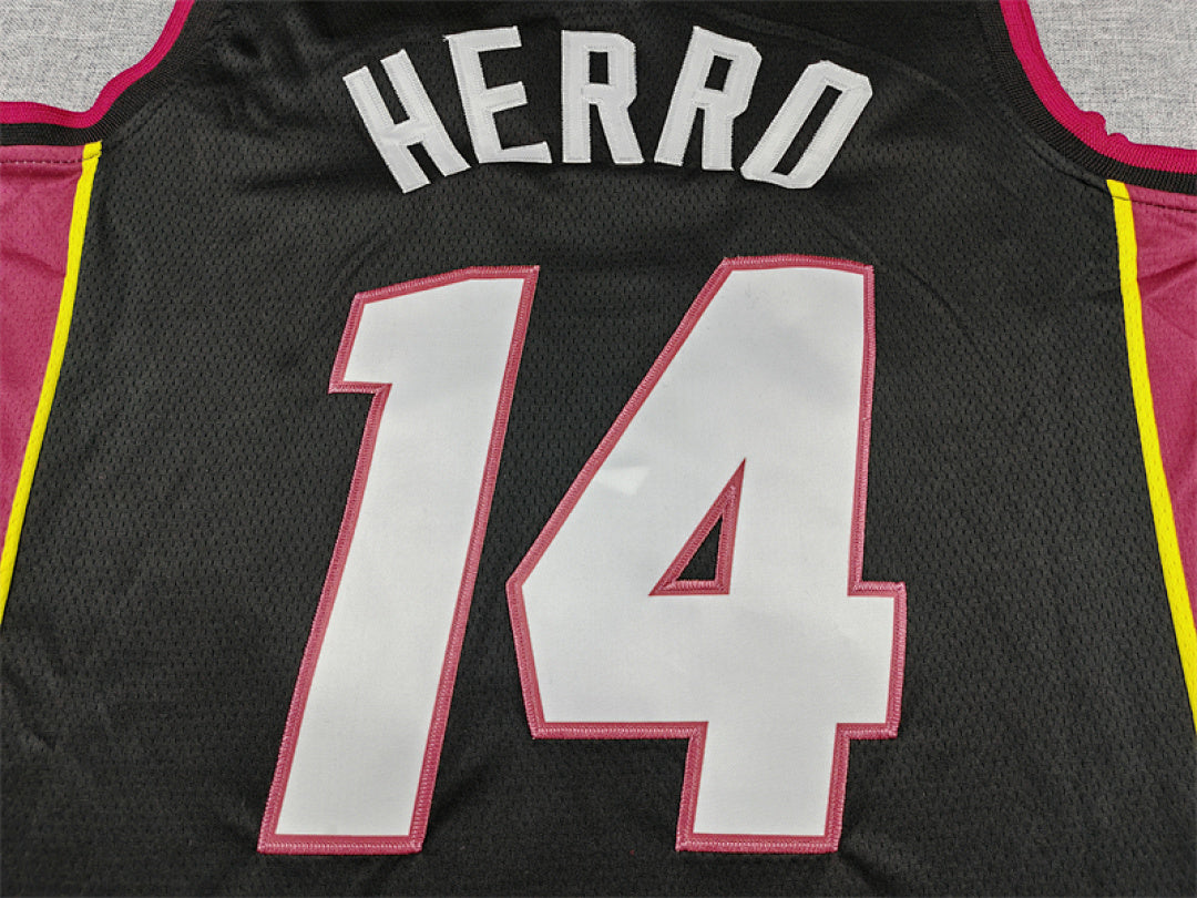 Tyler Herro# 14 Miami Heat White Black City Edition Swingman Embroidered Jersey