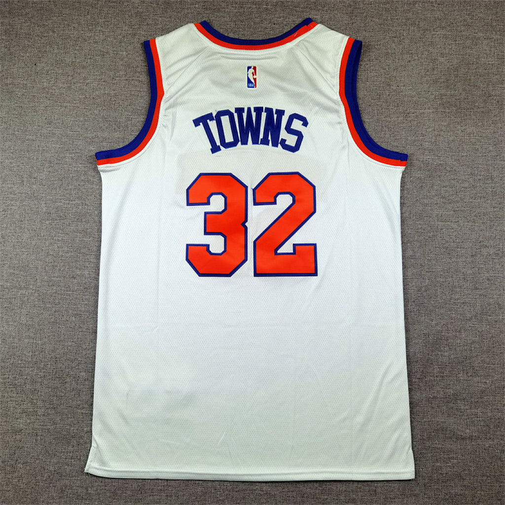 Karl-Anthony Towns#32 New York Knicks White City Edition Swingman Embroidered Jersey