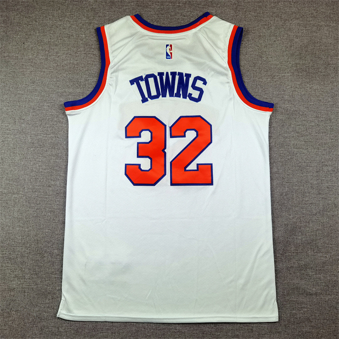 Karl-Anthony Towns#32 New York Knicks White City Edition Swingman Embroidered Jersey